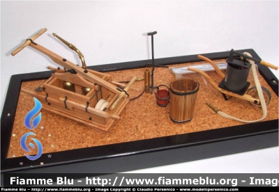 Attrezzature antincendio portatili
Vigili del Fuoco
Pompe varie anni 1700
Modelli in scala 1:14
