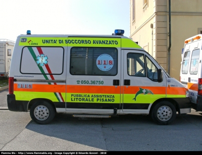Fiat Ducato III serie
64 - Pubblica Assistenza Litorale Pisano
Allestita Maf
Parole chiave: Fiat Ducato_IIIserie 118_Pisa Ambulanza
