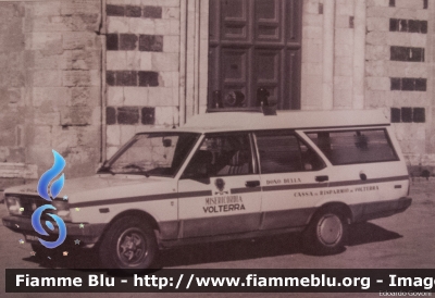 Fiat 131 Supermirafiori
Misericordia di Volterra (PI)
Versione 2000 TC 
Allestita nel 1981 da Mariani Fratelli
© Archivio Fotografico Misericordia di Volterra
Parole chiave: Fiat 131_Supermirafiori Ambulanza