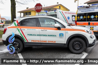Fiat 500X 4x4
Pubblica Assistenza Maresca (PT)
Servizi Sociali - Protezione Civile
Allestita Cevi - Carrozzeria Europea
Parole chiave: Fiat 500X_4x4
