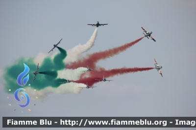 Aermacchi MB339PAN
Aeronautica Militare Italiana
313° Gruppo Addestramento Acrobatico
Stagione esibizioni 2016
Figura "Scintilla Tricolore"
Parole chiave: Aermacchi MB339PAN