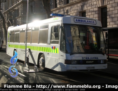 Daf
Great Britain - Gran Bretagna
Order of St. John London
Autobus ambulatorio mobile per il primo soccorso
Parole chiave: Daf London_Ambulance Gran_Bretagna