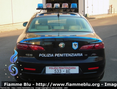Alfa Romeo 159
Polizia Penitenziaria
Autovettura Utilizzata dal Nucleo Radiomobile per i Servizi Istituzionali
POLIZIA PENITENZIARIA 533 AE
Parole chiave: Alfa-Romeo 159 PoliziaPenitenziaria533AE