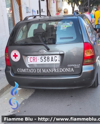 Toyota Corolla
Croce Rossa Italiana
Comitato Locale di Manfredonia (Fg)
CRI 538 AG
Parole chiave: Toyota Corolla_CRI538AG