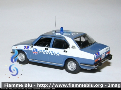 Alfa Romeo Alfetta 1.8 III Serie 
Polizia di Stato
Polizia Stradale in Servizio sulla Rete della Società Autostrade S.p.a.
Anno 1979.
Elaborazione e montaggio su base kit Tron scala 1/43 
POLIZIA 59330
Parole chiave: Alfa-Romeo Alfetta_IIISerie Polizia59330