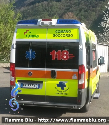 Fiat Ducato X290
Pubblica Assistenza Croce Azzurra Comano
Sigla Veicolo: "Hotel 10"
Allestimento "QTX Ambitalia"
Ambulanza di emergenza
