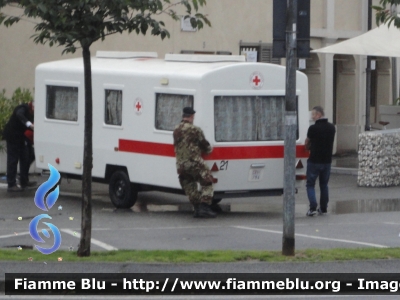 Roulotte tenda PMA
Croce Rossa Italiana
Comitato locale di Codogno (LO)
Tenda gonfiabile Punto Medico Avanzato (PMA)
Nucleo protezione civile.
CRI 738
